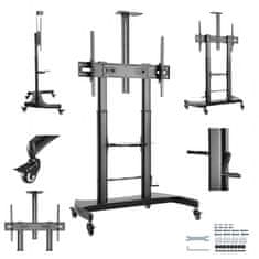 Gembird TVS-100T-02 podesivi TV stalak s kotačima, crni, 60"-100"