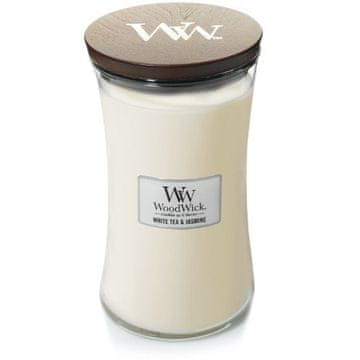 Woodwick WoodWick mirisna svijeća White Tea & Jasmine, staklena, bijela