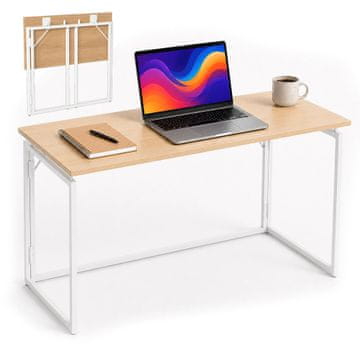 Northix Sklopivi radni stol – Prirodno bijela, 100 x 50 cm, Drvo i čelik