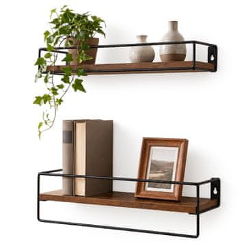Northix Smeđe MDF zidne police, set od 2, 40x15,5 cm