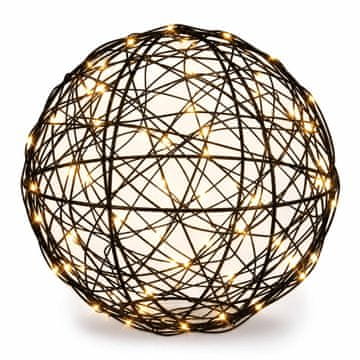 Northix 20 cm crna LED dekorativna kugla – toplo bijelo svjetlo