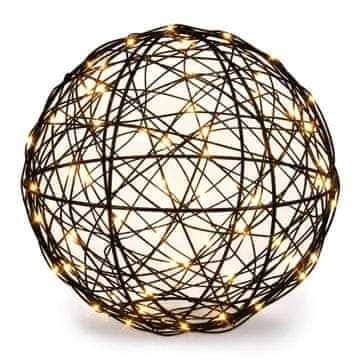Northix 30 cm crna LED kugla za dekoraciju – toplo bijelo svjetlo