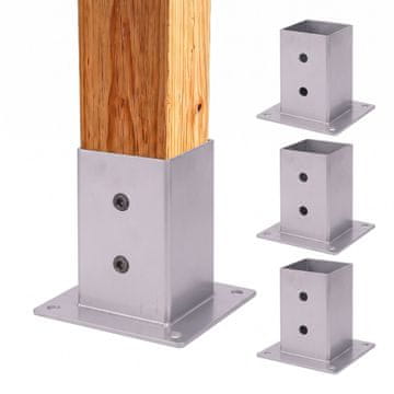 Northix Pocinčani čelični nosači stupova, set od 4 komada – 70x70 mm