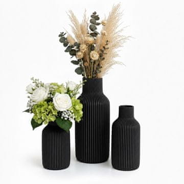 Northix Set od 3 crne keramičke vaze – skandinavski stil