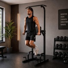 Northix Power Tower za kućnu teretanu, podesiva visina, crni čelik