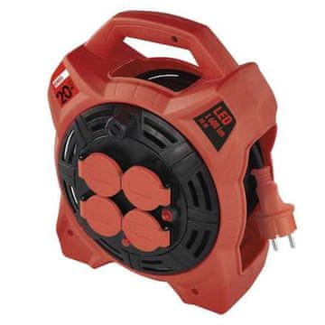 EMOS Produžni kabel na bubnju P08420 out. 20 m / 4 sockets / rubber / 230 V / 1.5 mm2 with LED reflector