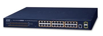 Planet PLANET GS-4210-24P2S Mrežni prekidač, Upravljani L2/L4, Gigabit Ethernet, PoE, 1U, Plavi
