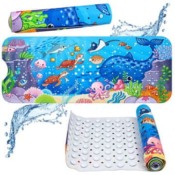 slomart LEAN TOYS Protuklizna podloga za kad 'Podvodni svijet' 100x40 cm