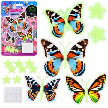 slomart LEAN TOYS Fluorescentni leptiri i zvjezdice - svjetleće naljepnice