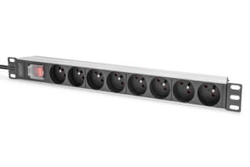 Digitus Digitus Razvodna letvica 19" 8 utora, aluminijski profil, prekidač, 2m kabel