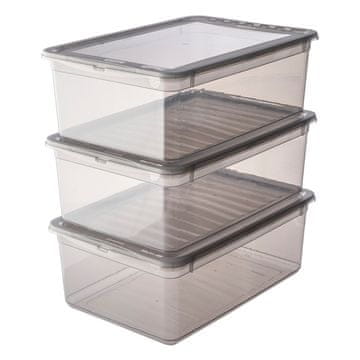 keeeper Bea kutija za pohranu, 3 x 11 L, prozirno siva