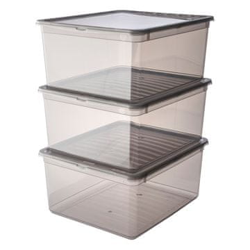 keeeper Bea kutija za pohranu, 3 x 18 L, prozirno siva
