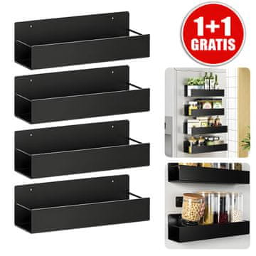 Cool Mango magnetna polica za hladnjak 2 komada (1 + 1 GRATIS), bez alata, crna, 29,5 x 9,5 x 5 cm - MagRack