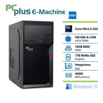 PCplus e-machine Ultra 5 225 16GB 1TB SSD Windows 11 Home stolno računalo