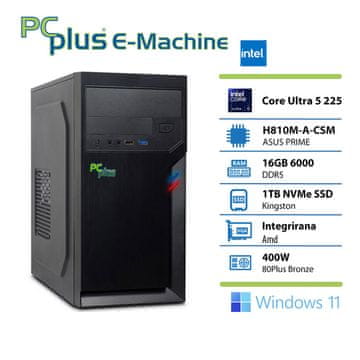 PCplus e-machine Ultra 5 225 16GB 1TB SSD Windows 11 Pro stolno računalo