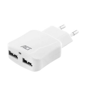 ACT AC2115 USB punjač s 2 izlaza 2.4A 12W Smart IC bijeli
