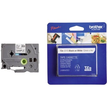 Brother TZE-231s (12 mm x 4 m) crno na bijelo, laminirana traka