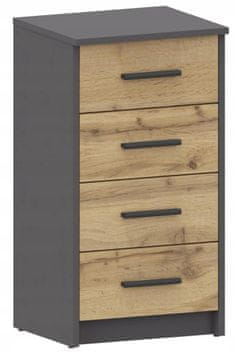 UFC Komoda s ladicama BODO 4S antracit-wotan, 4 ladice, 40 cm, regal UFC