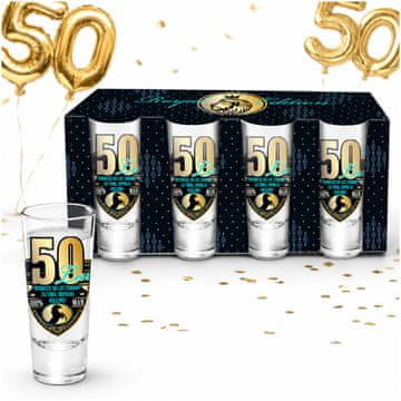 BG Set od 4 čaše za votku za 50. rođendan Royal Edition Lufa 65 ml