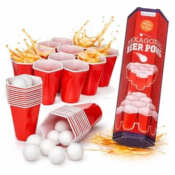 Out of The blue Igra ispijanja piva Beer Pong, šesterokutni set, čaše + loptice, OOTB
