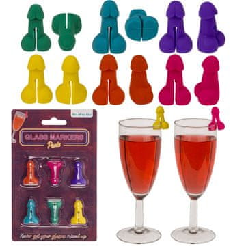 Out of The blue Smiješni stakleni markeri za penis, 6 kom, silikonski gadget za zabavu, stakleni markeri za penis