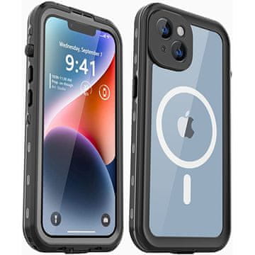 Vodootporna futrola za iPhone 14, crvena paprika, za MagSafe, crna