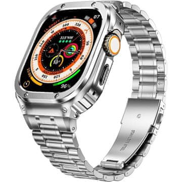 GS Čelična narukvica s kućištem za Apple Watch 7/8/9 45MM, srebrna