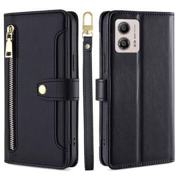GS Preklopna futrola za Motorola Moto G53 5G/ G23 4G/ G13 4G, novčanik s patentnim zatvaračem, crna
