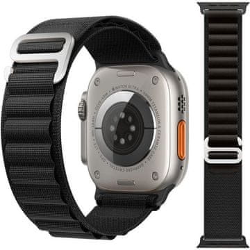 GS Najlonski remen za Apple Watch 1/2/3/4/5/6/7/8/9/10/11/SE 38/40/41/42 mm, crni