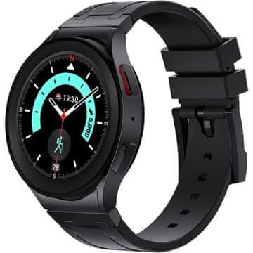 GS Silikonski remen za Samsung Galaxy Watch 4/5/6/7/FE 40/42/43/44/45/46/47mm, crna / crna kopča