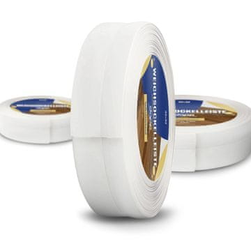 DQ-PP WEICHSOCKELLEISTE | 25m | weiss | 32x23mm | PVC | selbstklebend | Knickwinkel Fussleisten Gummileiste Sockelleiste Winkelprofil Abschlussleiste Bodenleiste
