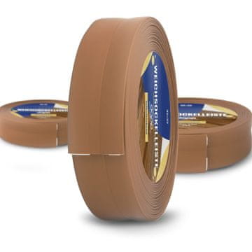DQ-PP WEICHSOCKELLEISTE | 15m | bernstein | 32x23mm | PVC | selbstklebend | Knickwinkel Fussleisten Gummileiste Sockelleiste Winkelprofil Abschlussleiste Bodenleiste