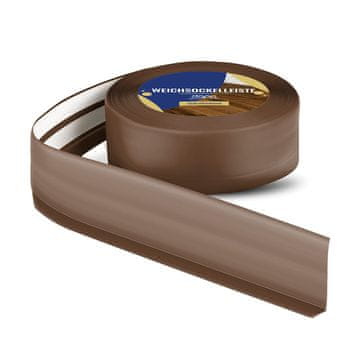 DQ-PP WEICHSOCKELLEISTE | 15m | dunkelbraun | 50x15mm | PVC | selbstklebend | Knickwinkel Fussleisten Gummileiste Sockelleiste Winkelprofil Abschlussleiste Bodenleiste