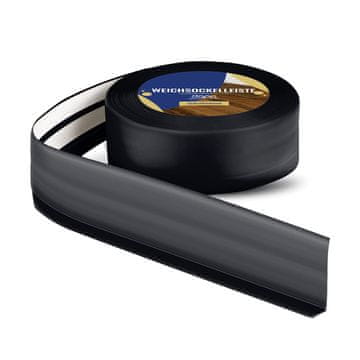 DQ-PP WEICHSOCKELLEISTE | 5m | schwarz | 50x15mm | PVC | selbstklebend | Knickwinkel Fussleisten Gummileiste Sockelleiste Winkelprofil Abschlussleiste Bodenleiste