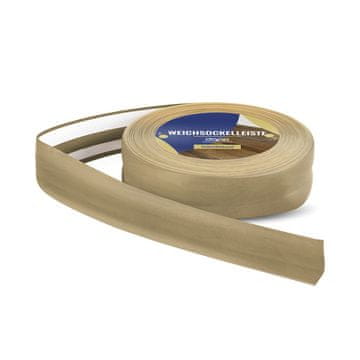 DQ-PP WEICHSOCKELLEISTE | 10m | teakbaum | 32x23mm | PVC | selbstklebend | Knickwinkel Fussleisten Gummileiste Sockelleiste Winkelprofil Abschlussleiste Bodenleiste