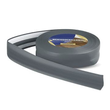 DQ-PP WEICHSOCKELLEISTE | 10m | graphit | 32x23mm | PVC | selbstklebend | Knickwinkel Fussleisten Gummileiste Sockelleiste Winkelprofil Abschlussleiste Bodenleiste