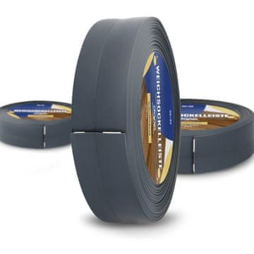 DQ-PP WEICHSOCKELLEISTE | 25m | graphit | 32x23mm | PVC | selbstklebend | Knickwinkel Fussleisten Gummileiste Sockelleiste Winkelprofil Abschlussleiste Bodenleiste