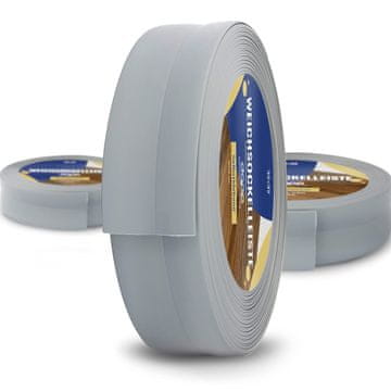 DQ-PP WEICHSOCKELLEISTE | 25m | ashgrau | 32x23mm | PVC | selbstklebend | Knickwinkel Fussleisten Gummileiste Sockelleiste Winkelprofil Abschlussleiste Bodenleiste
