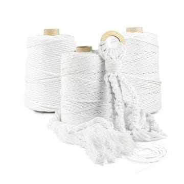 DQPP | Premium MAKRAMEE GARN | 200m | 3mm | Weiß | 100% Baumwolle | Kordel Natur | Baumwollgarn Baumwollseil | DIY Handwerk Dekoration