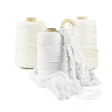 DQPP | Premium MAKRAMEE GARN | 200m | 3mm | Beige | 100% Baumwolle | Kordel Natur | Baumwollgarn Baumwollseil | DIY Handwerk Dekoration
