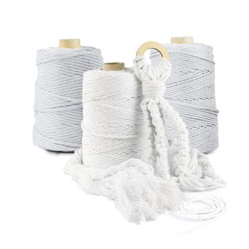 DQPP | Premium MAKRAMEE GARN | 100m | 5mm | Hellgrau | 100% Baumwolle | Kordel Natur | Baumwollgarn Baumwollseil | DIY Handwerk Dekoration