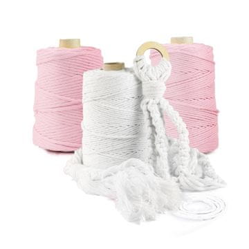 DQPP | Premium MAKRAMEE GARN | 100m | 5mm | Hellrosa | 100% Baumwolle | Kordel Natur | Baumwollgarn Baumwollseil | DIY Handwerk Dekoration