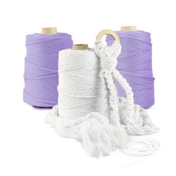DQPP | Premium MAKRAMEE GARN | 100m | 3mm | Hellviolett | 100% Baumwolle | Kordel Natur | Baumwollgarn Baumwollseil | DIY Handwerk Dekoration