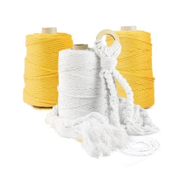 DQPP | Premium MAKRAMEE GARN | 100m | 3mm | Gelb | 100% Baumwolle | Kordel Natur | Baumwollgarn Baumwollseil | DIY Handwerk Dekoration