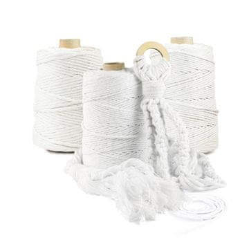DQPP | Premium MAKRAMEE GARN | 100m | 3mm | Natur | 100% Baumwolle | Kordel Natur | Baumwollgarn Baumwollseil | DIY Handwerk Dekoration