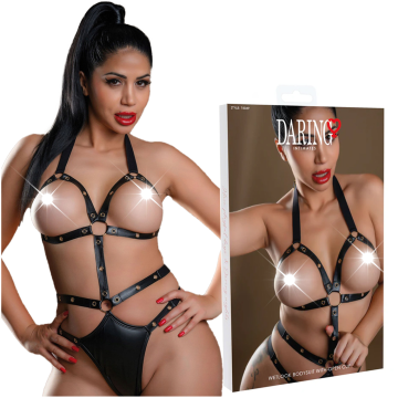 Daring! Bodi otvorenih košarica s fetiš naramenicama - L/XL