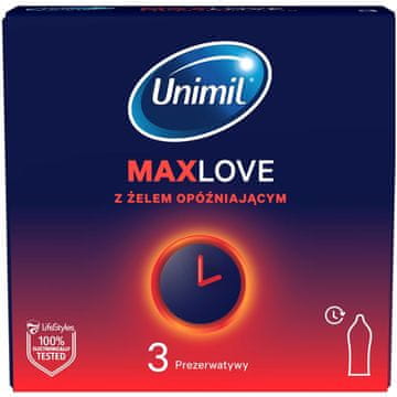 UNIMIL MAX LOVE kondomi s odgodom djelovanja, 3 kom. 54 mm