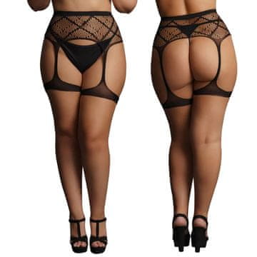 Hot Mrežasti pojas za podvezice s naramenicama za bedra 56 Le Désir Plus 2XL-5XL