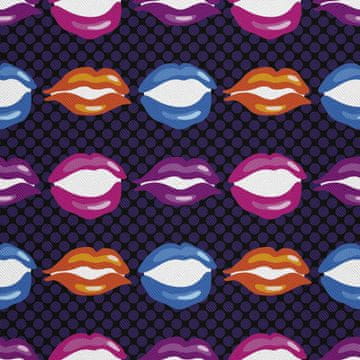 VANJSKI DEKOSTOFFE OXFORD - Motiv Lippen und lila Punkte I DX006