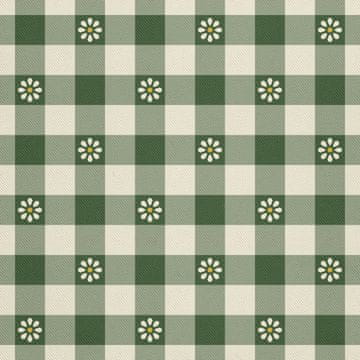 VANJSKI DEKOSTOFFE OXFORD - Motiv Gänseblümchen kariert I DX044